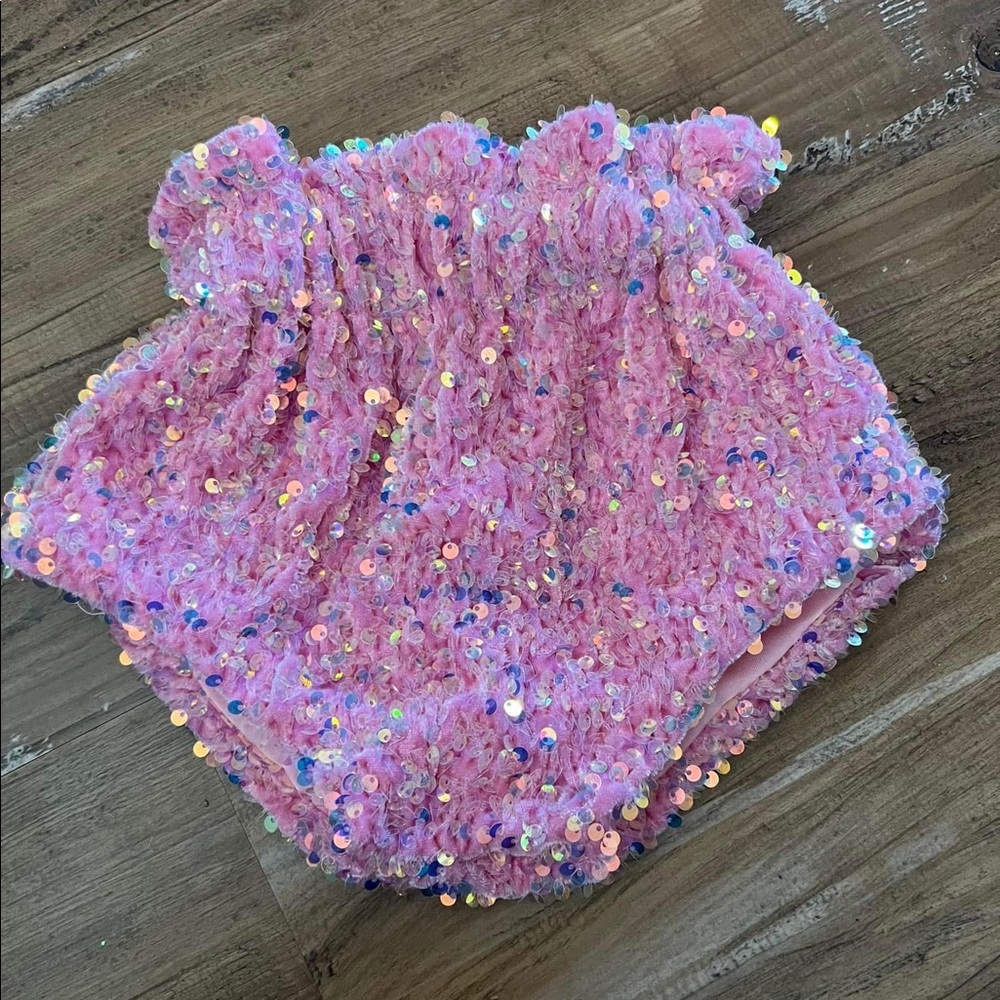 Pink sequin bummies